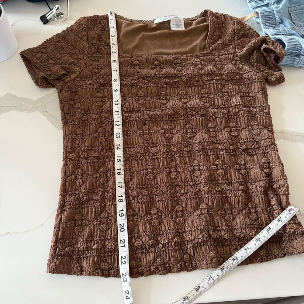 Vintage Brown Textured Blouse - Picture 12 of 12
